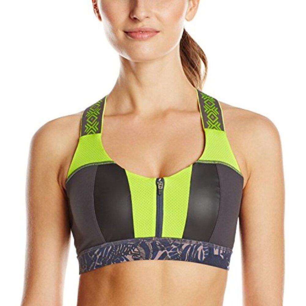 Maaji Multi Crisscross Zippered "Crossing Trails" Sport Bra Large